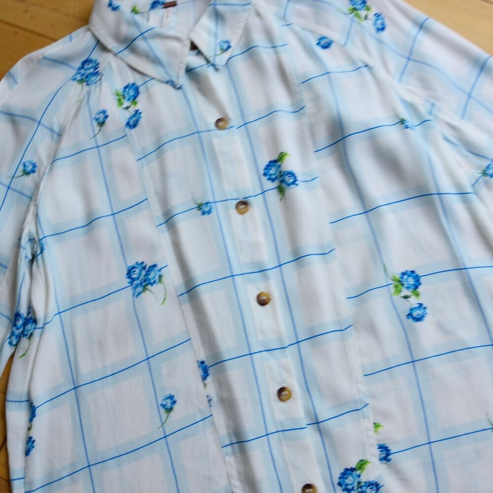 Free People Window to My Heart Floral Striped Button Down Shirt White S - Picture 4 of 11